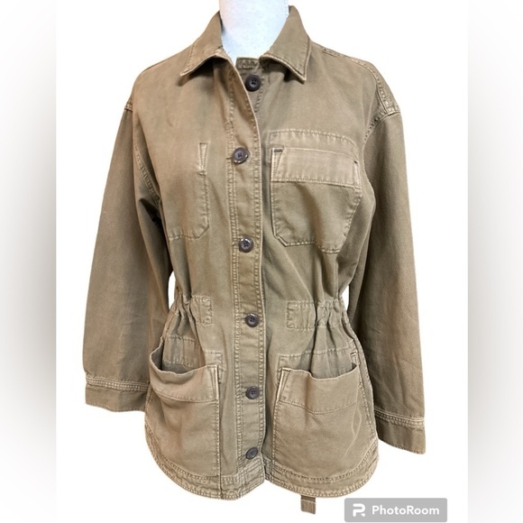 Everlane Button-down Cinch-able Utility Cargo Chore Jacket Walnut Brown S EUC - Picture 1 of 15